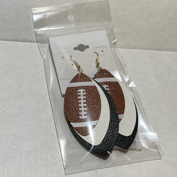 Layered Leather Football Earrings 🏈 - Picture 4 of 5